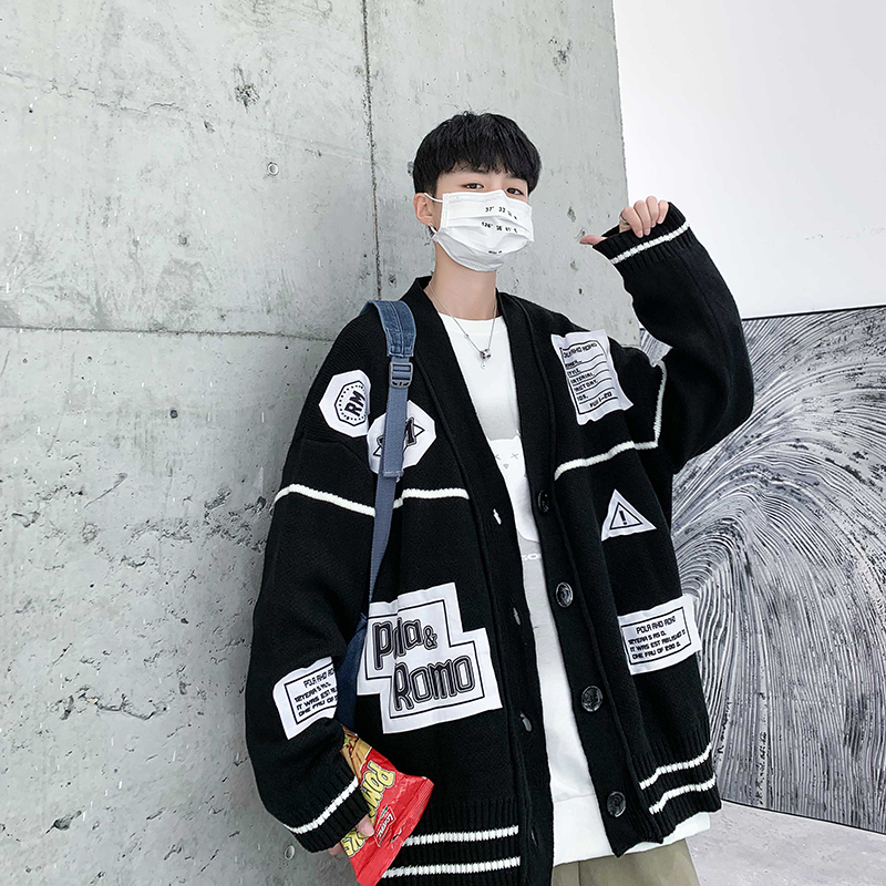 XZ213-19MY01-P88控108针织开衫毛衣大码贴布宽松男士，男装针织衫/毛衣，星座213