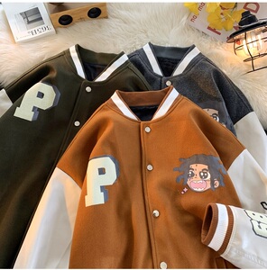 JK02-P88控108港风大码龙凤尼发泡印花棒球服图片
