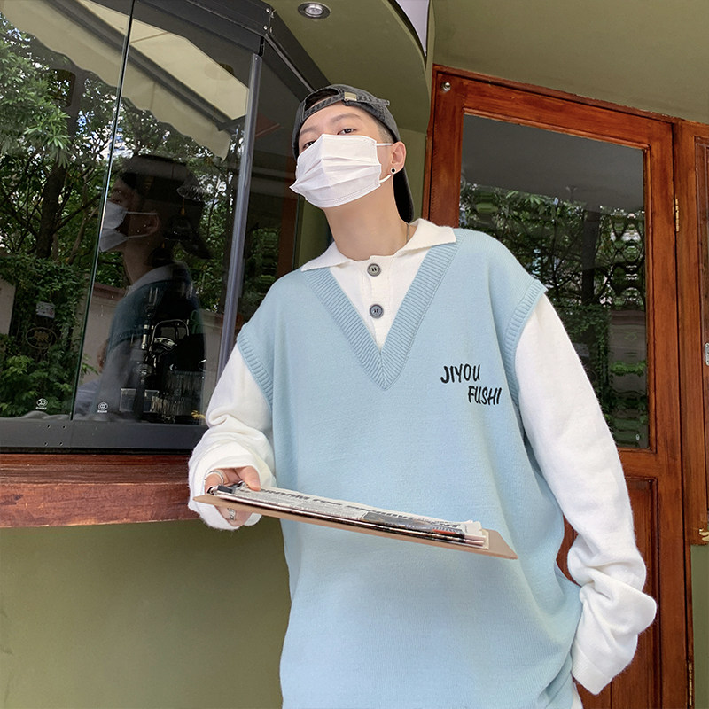 XZ213-A023-P50控68港风大码秋装毛衣假两件,男装针织衫/毛衣,星座213