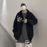 XZ213-JK14-P88控108港风大码连帽做旧开衫重工夹克，男装夹克，星座213
