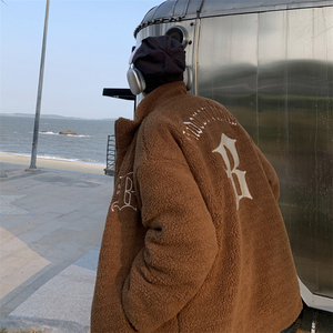 XZ213-MY45-P128控148  港风大码刺绣夹棉加厚刺绣立领棉服图片