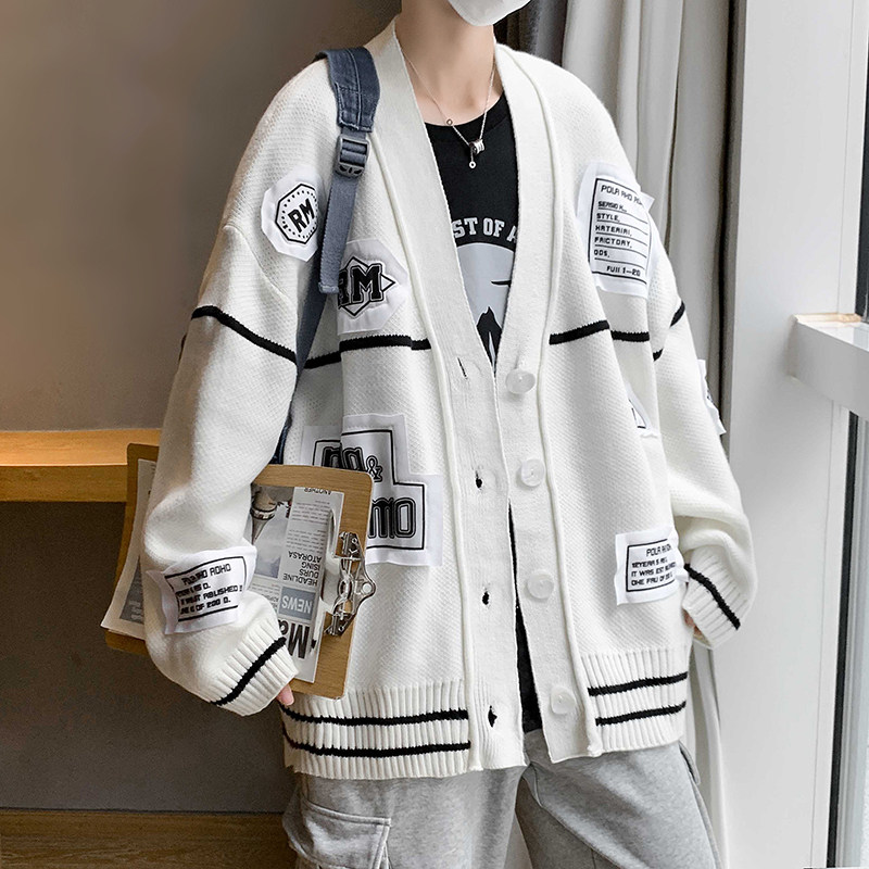 XZ213-19MY01-P88控108针织开衫毛衣大码贴布宽松男士,男装针织衫/毛衣,星座213
