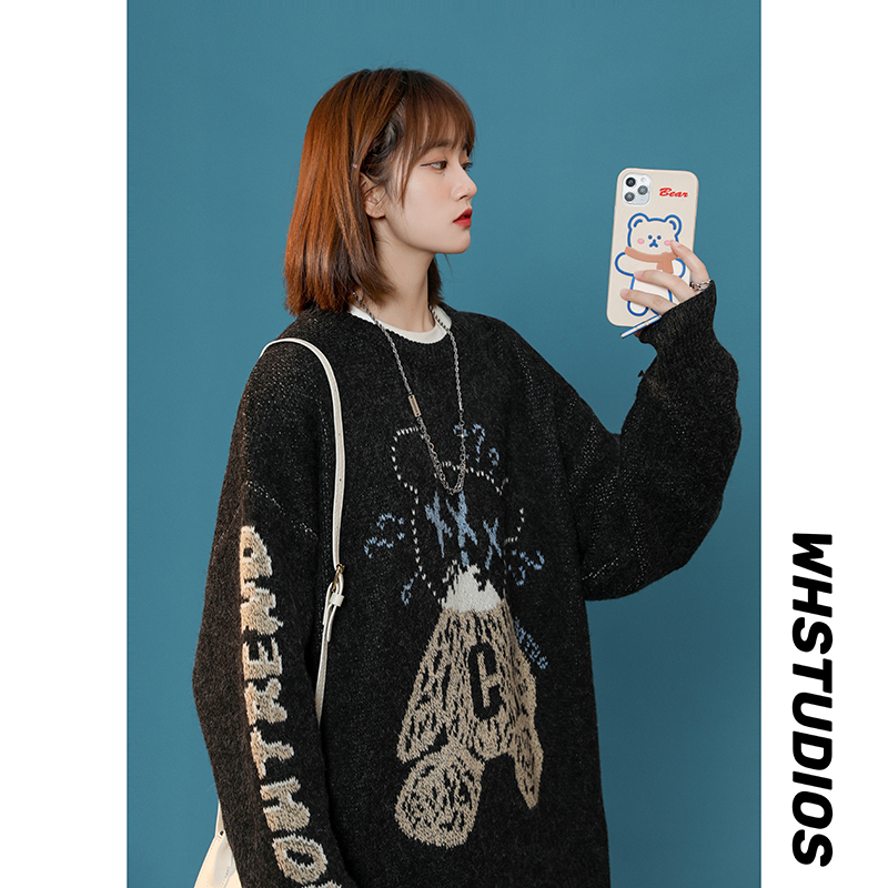 XZ213-19MY06-P65控88高质量加厚毛衣大码中性秋冬宽松圆领毛衣，男装针织衫/毛衣，星座213