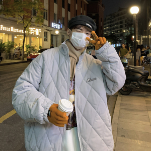 M05-P98控118-菱形格加厚棉服  绿色现货图片