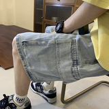 XZ213-DK16-P45控58港风大码牛仔工装短裤，男装牛仔裤，星座213
