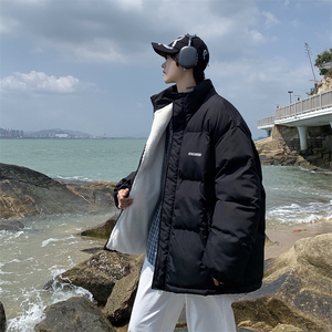 XZ213-MY33-P98控118 港风大码加厚立领纯色棉服内里羊羔毛保暖图片
