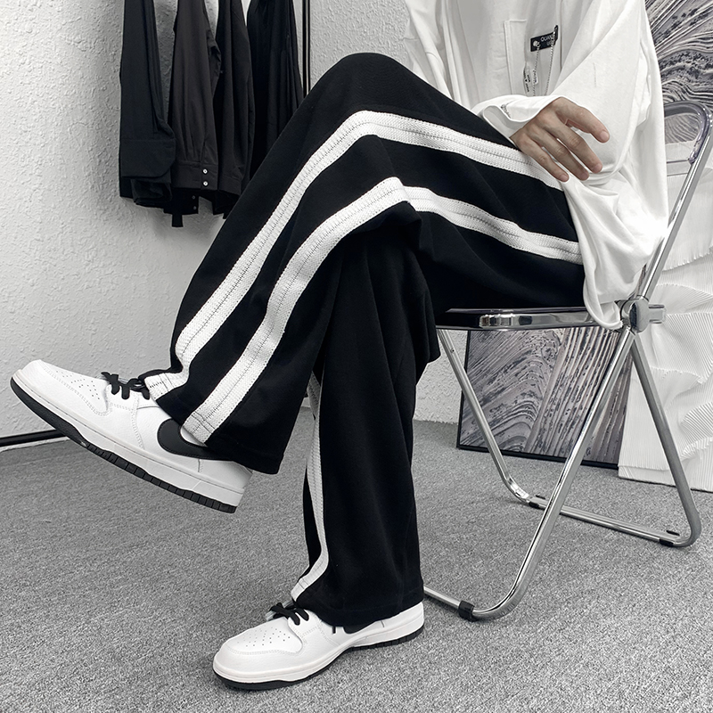 XZ213-K391-P35控48条纹擦边裤长裤运动裤男士宽松，女装休闲裤，星座213