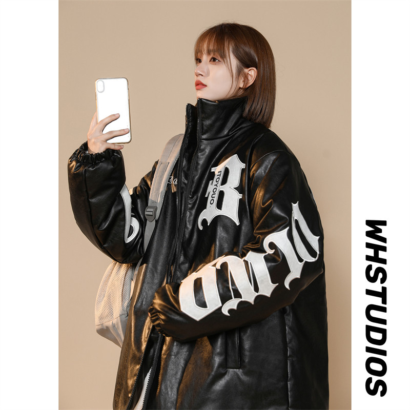 XZ213-MY36-P128控148中性大码PU皮万针刺绣加厚立领保暖棉服,男装棉衣,星座213