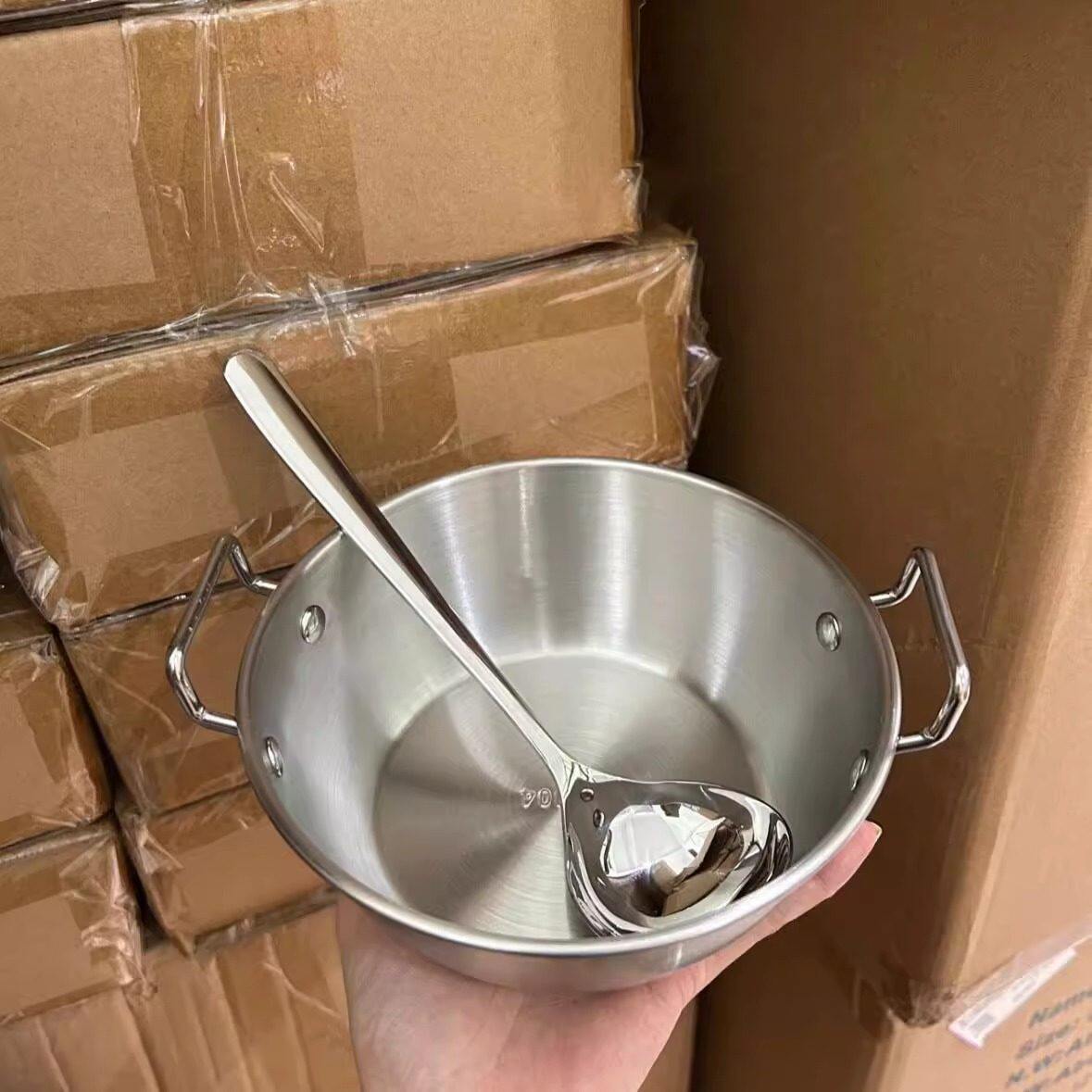 一人食精致一套碗泡面碗螺蛳粉碗勺304不锈钢双耳干饭碗大口喝汤
