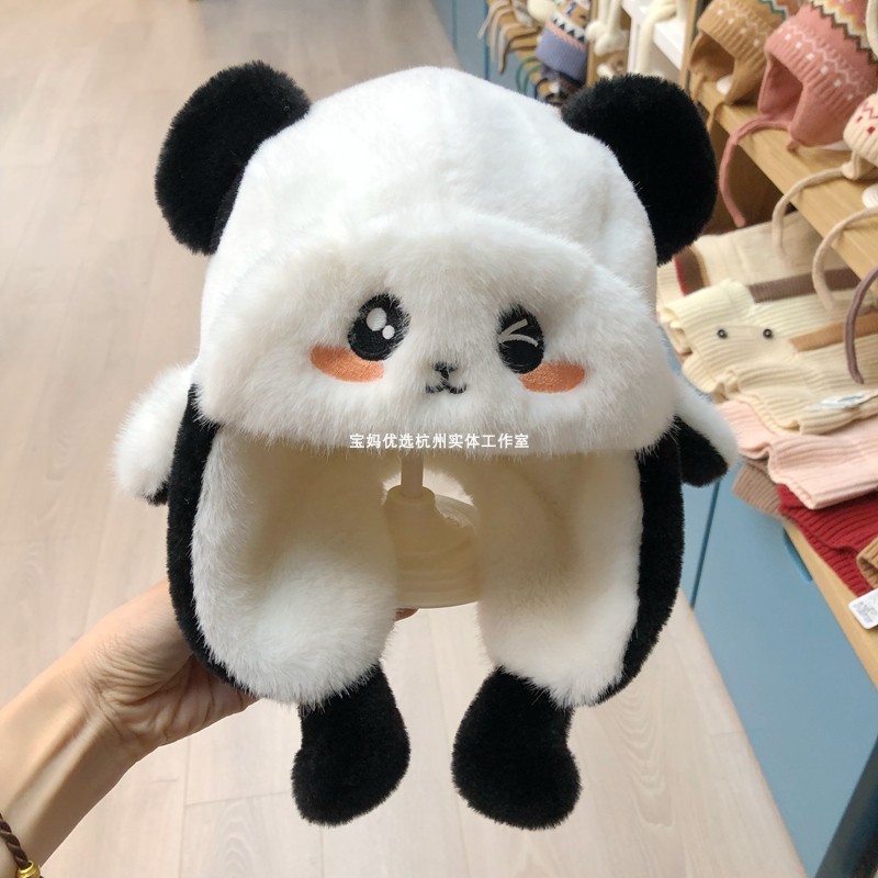 冬季保暖婴儿雷锋帽卡通熊猫帽子