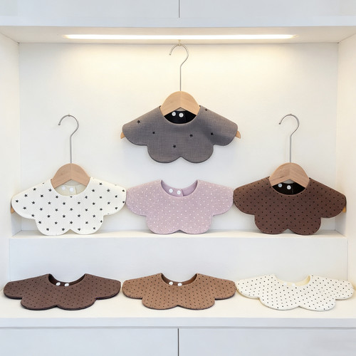 韩版婴儿棉质华夫格假领子小围嘴