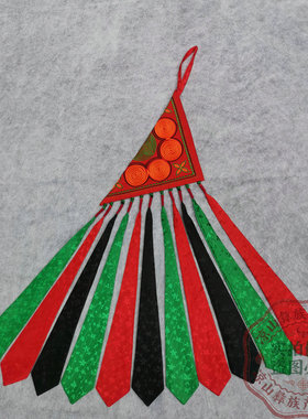 大凉山彝族三角包少数民族腰包烟袋居家装饰大挂件红底橙色千层卷