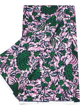 新款非洲涤印花布 绿色时尚蜡染布African batik fabric