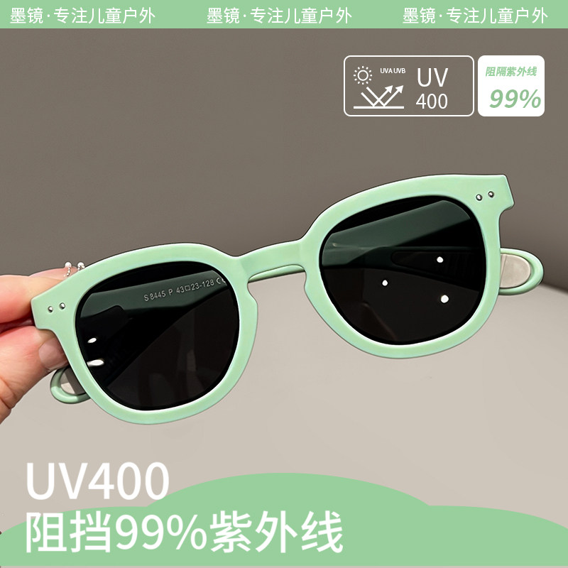 绿色儿童墨镜潮酷宝宝不伤眼睛防紫外线偏光护眼太阳眼镜男童女童