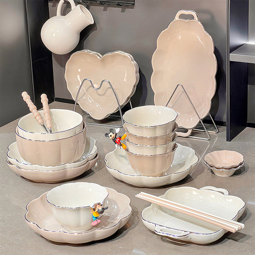 颂家乐高温釉下彩餐具碗盘套装