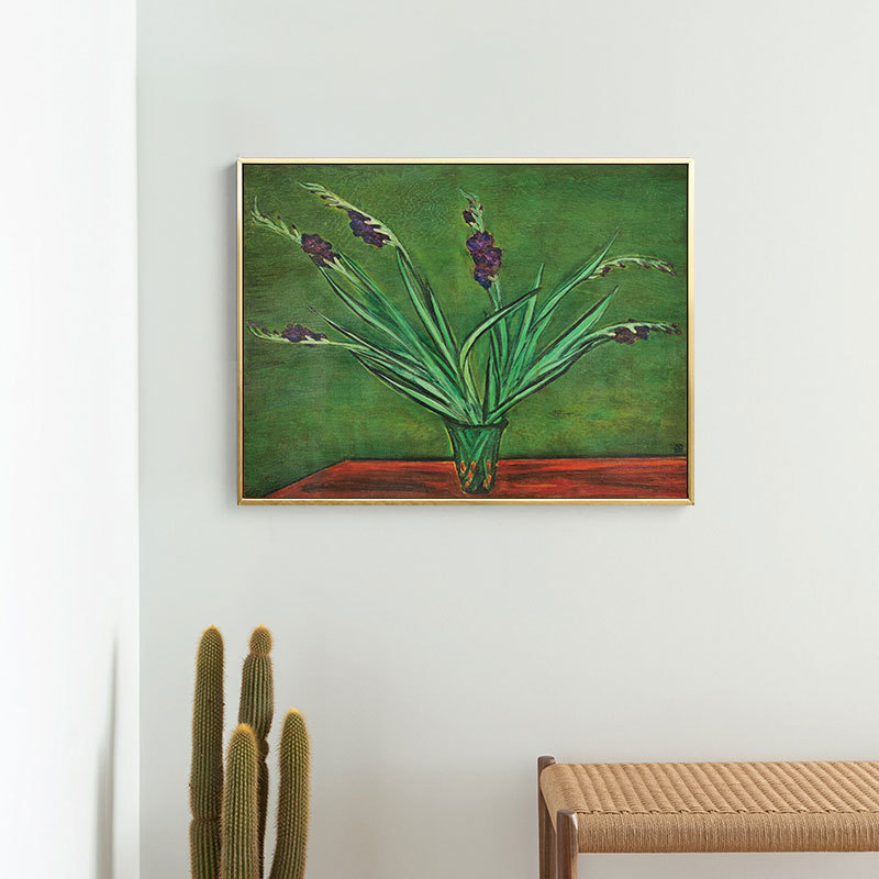 中古风装饰画新中式挂画客厅玄关餐厅背景墙壁组合画植物常玉荷花图片