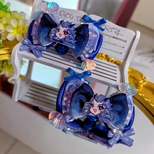 DIY原创洛丽塔发饰哪吒2之敖闰发夹Lolita蝴蝶结头饰配饰cos对夹