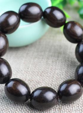 2025厂家黑檀手串个性枣珠紫光檀木乌木老料文玩佛珠男女情侣手链