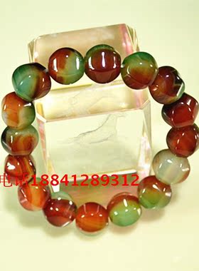 2025天然玛瑙七彩色切面手链男女单圈手链玉髓情侣开运玉石手串饰