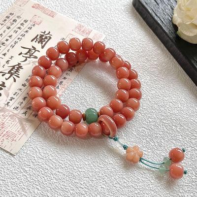 2025天然冰透粉白玉菩提手串新中式双圈手持文玩佛珠念珠手链男女