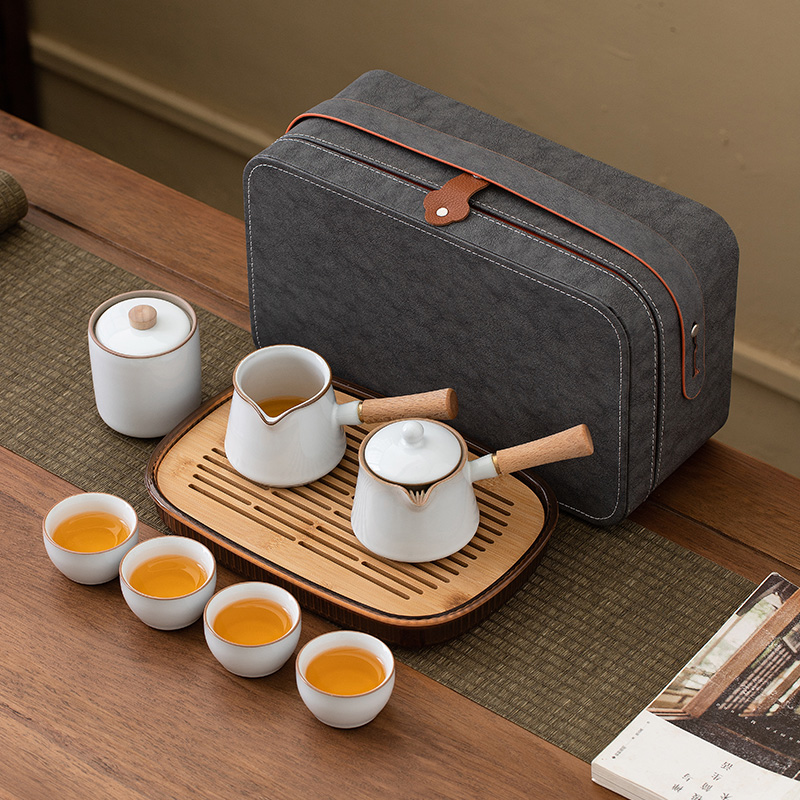 日式侧把旅行茶具套装收纳包户外便携式功夫茶杯泡茶壶家用陶瓷