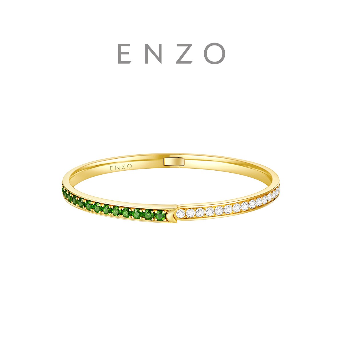 周大福enzo「丛林系列」18k金透辉石钻石手镯女ezv8917