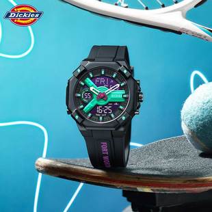Dickies手表官方正品学生潮流时尚户外情侣腕表双显电子表夜光722