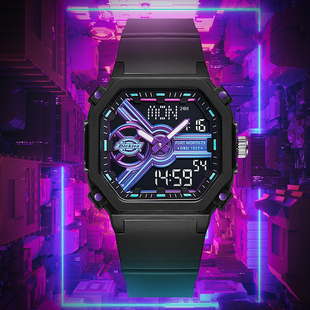 Dickies手表男多功能手表女士复古双显电子学生潮流小方表运动487