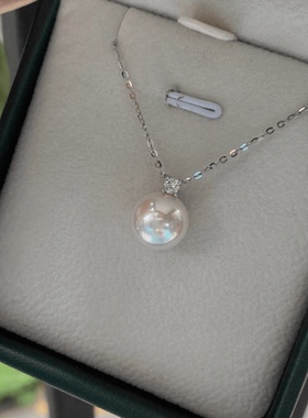 10mm王妃款单颗冷白光吊坠项链小众王妃链气质施家珍珠项链