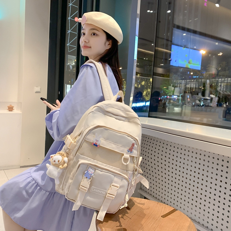 书包女款中小学生轻便尼龙大容量多层背包时尚百搭出行防盗