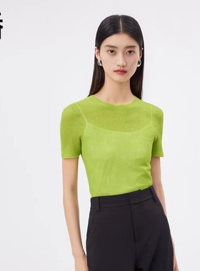 播2023夏秋显瘦百搭修身小众款立体坑纹肌理毛针织衫女BDQ2SD1500