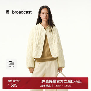 播新中式短款几何绗线羽绒服25冬新款立领羽绒短外套女DDS4RD5282