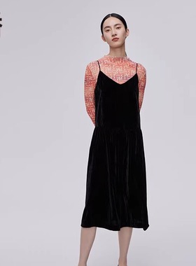 播2023春秋显瘦简约吊带气质百搭小众修身时尚连衣裙女BDQ1LD0635