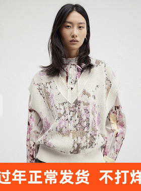 【100%羊毛】播商场同款Houzichao联名24秋冬针织背心BDR4SD3844