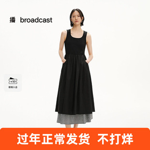 播商场同款法式收腰小黑裙女25夏季新款气质无袖连衣裙BDS2LD2629