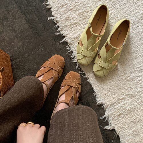 【意大利】Léone Varese ~ 新品2026罗马凉鞋女圆头一字扣带女鞋