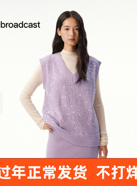 播休闲灰色气质无袖针织衫女25秋冬新款宽松背心DDS4SD5203
