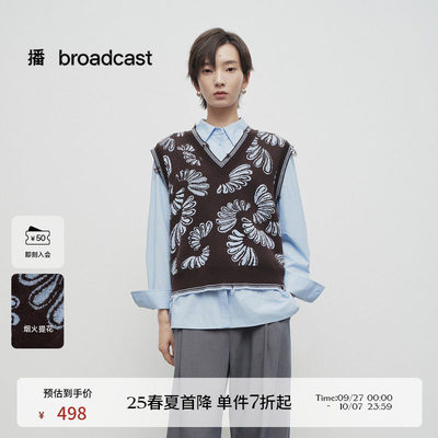 播商场同款休闲提花针织衫女25春新款航海叠穿马甲背心BDS1SD1133