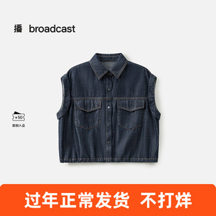 播商场同款水洗牛仔无袖衬衫女25夏季新款复古上衣BDS2CD2666