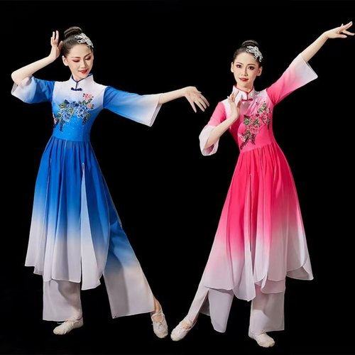 古典舞扇子舞演出服女飘逸秧歌服