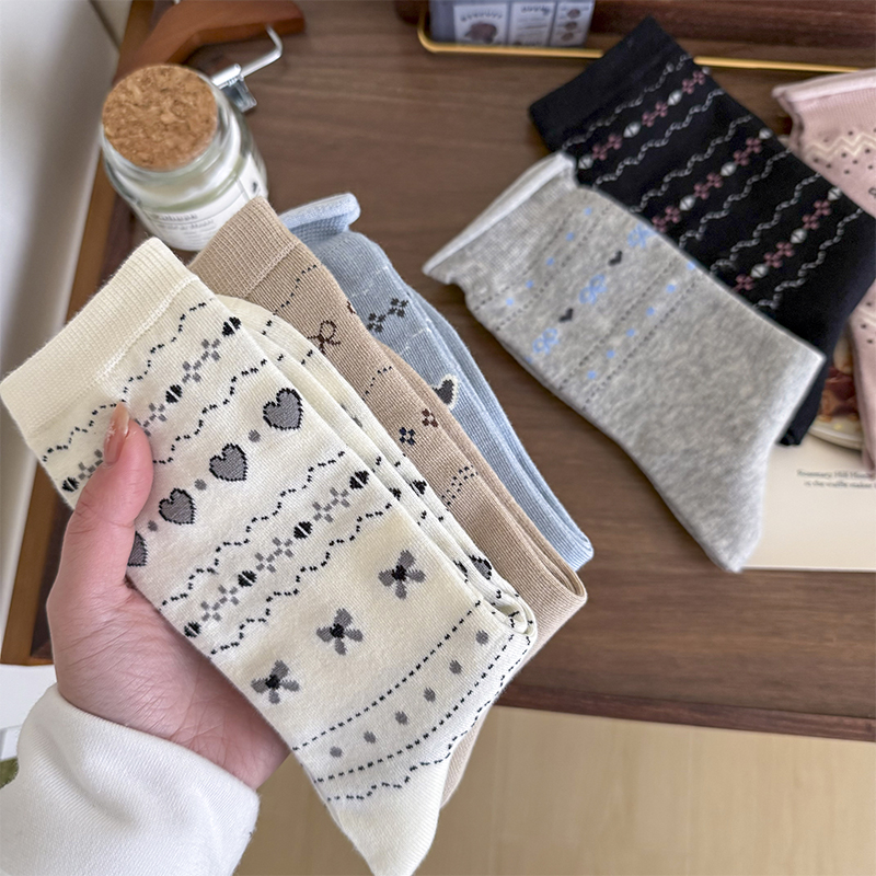 【6双装】春季搭配手包卷边复古风女中筒堆堆~来一双不香吗