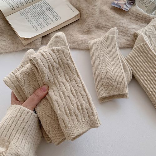 【6双装】秋冬季简单好搭保暖羊毛软软糯糯配手包~简约好看