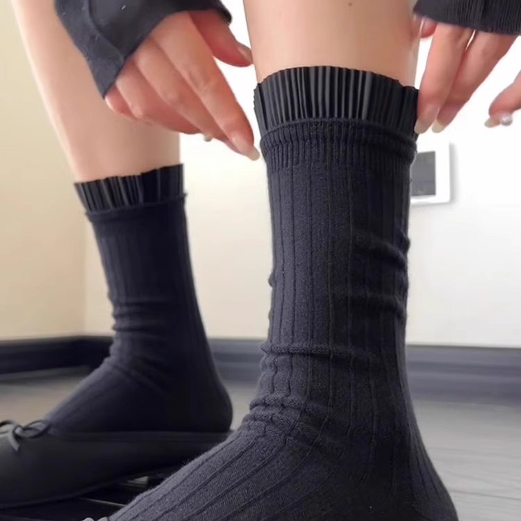 【2双装】韩版搭配手包立体压褶花边女堆堆wa~时尚百搭