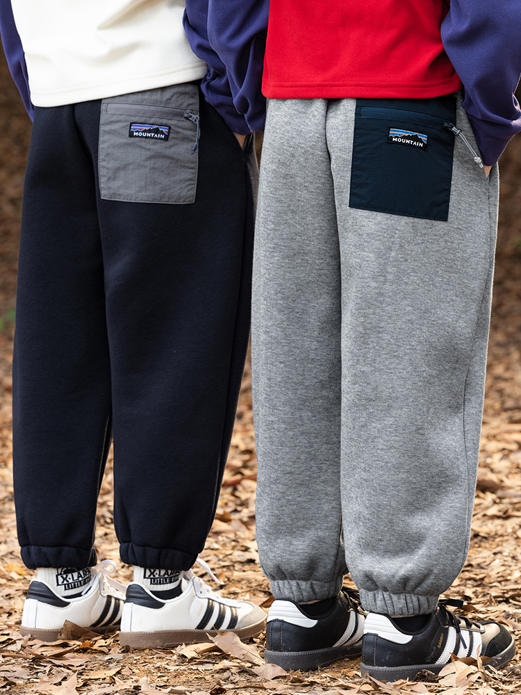 RS家男童运动裤经典口袋拉链复合奥粒绒长裤中大童儿童加绒长裤潮