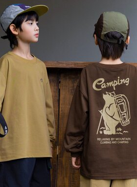 RS家26春款日系卡通印花男女童长袖T恤儿童亲子装休闲打底上衣