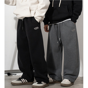 RS家秋冬加厚双层拼色松紧弹力腰头中大男童长裤 秋冬面布磨毛长裤