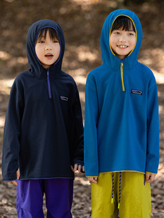 RS家男童外套2025秋冬山系连帽格子绒骑行服保暖打底衫 中大童上衣