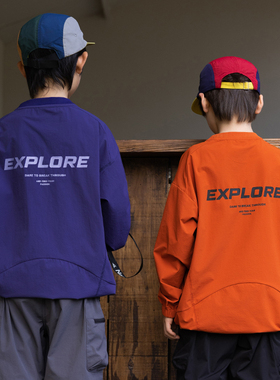 RS家26春款美式女男童宽松圆领外套儿童中大童休闲运动上衣外套