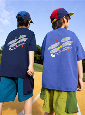 RS家26夏季日系户外女男童速干运动短袖儿童中大童休闲T恤衫