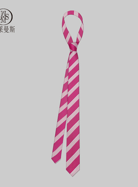 学院风领带女衬衫装饰男韩版细窄休闲时尚玫红色条纹小众设计感潮